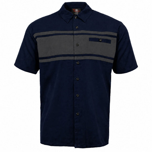 MMCC Men's Gear Head Blue/Grey Mechanic Shirt - Microfiber Panel - MMC16019