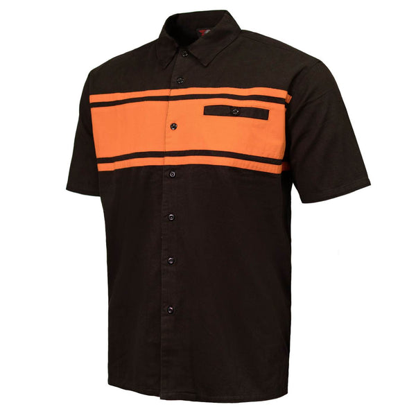 MMCC Men's Gear Head Classic Mechanic Button Up Shirt - Dual Chest Pockets - Microfiber Panel - MMC16022