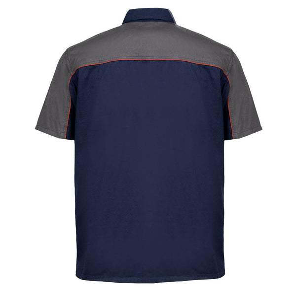 MMCC Men's Reveline Blue Grey Copper Classic Mechanic Shirt - 100% Cotton w/ Microfiber Panel - MMC16032