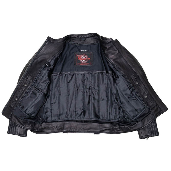 Milwaukee Motorcycle Clothing Co. Women’s Rebel Scooter Style Black Leather Biker Jacket w/ Mandarin Collar MMC20002