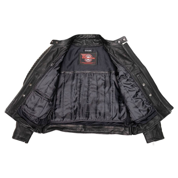 Milwaukee Motorcycle Clothing Co. Women's Foxy Scooter Style Black Premium Leather Jacket w/ Mandarin Collar MMC20000