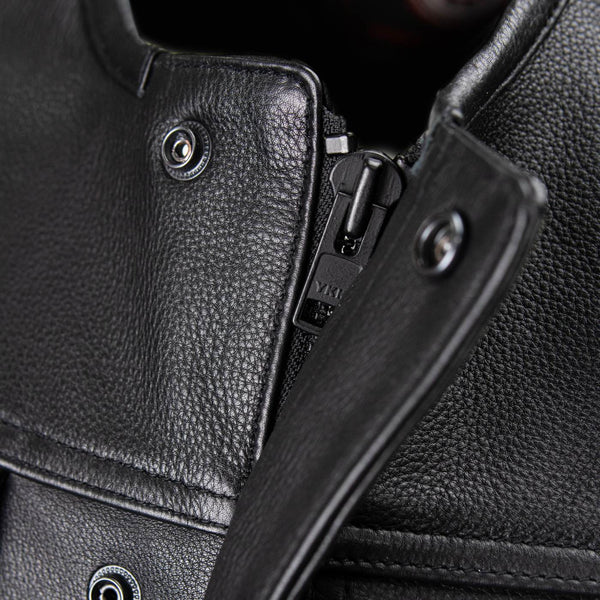 Milwaukee Motorcycle Clothing Co. Men's Low-Key Premium Black Leather Club Style Biker Vest MMC30000