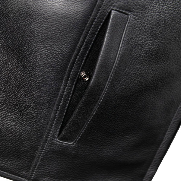 Milwaukee Motorcycle Clothing Co. Men's Rocker Black Leather Premium Club Style Riders Vest MMC30002