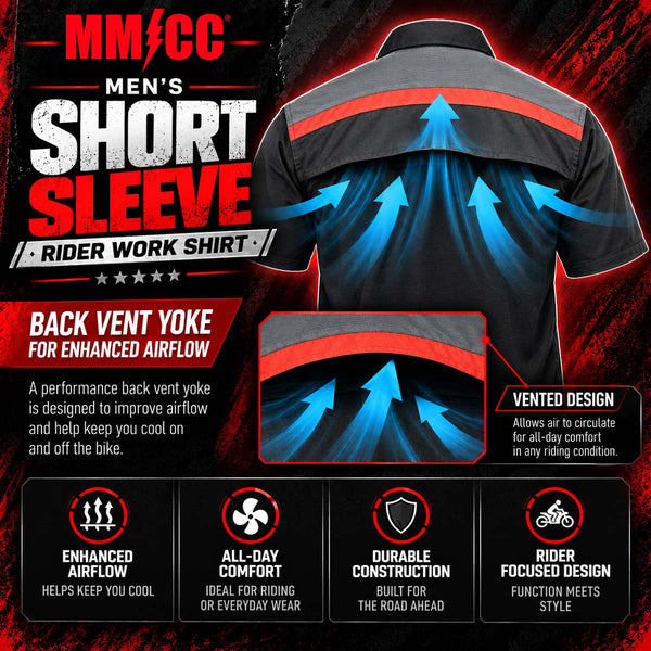 MMCC Men's Shift Line Mechanic Vented Work Shop Shirt - MDM11622