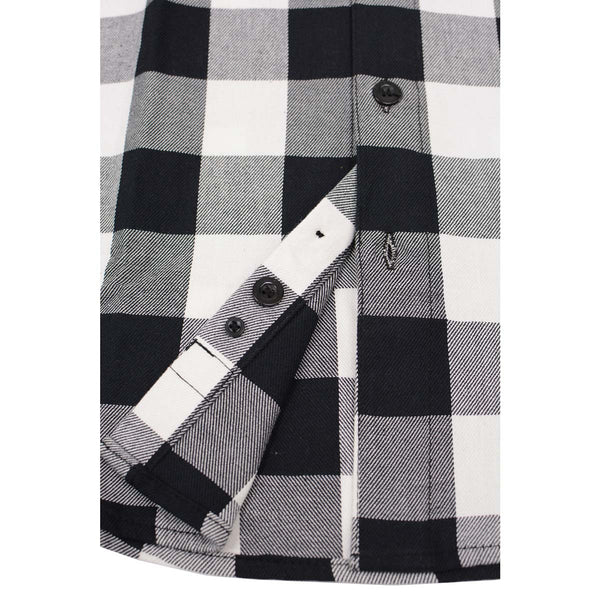 Milwaukee Leather MNG11629 Men's Long Sleeve Flannel Black and White Cotton Button Down Shirt w/ Hoodie