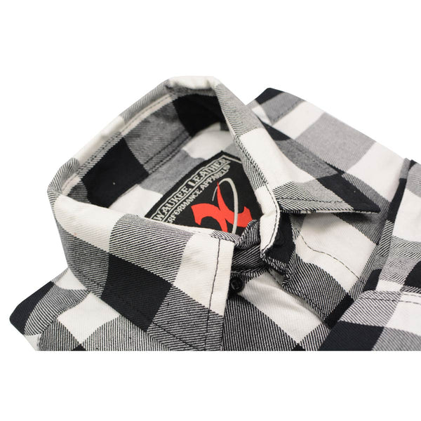 Milwaukee Leather MNG11633 Men's Flannel Plaid Shirt Black and White Long Sleeve Cotton Button Down Shirt