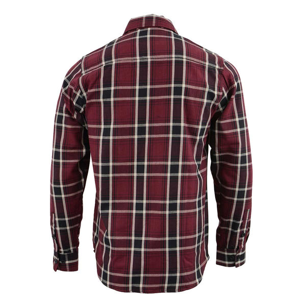 Milwaukee Leather MNG11640 Men's Flannel Plaid Shirt Maroon Black and White Long Sleeve Cotton Button Down Shirt