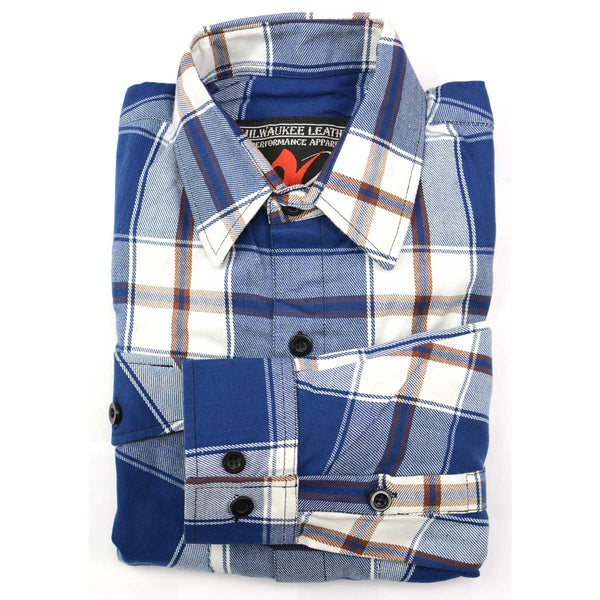 Milwaukee Leather Men’s Plaid Flannel Long Sleeve Shirt with Chest Pockets