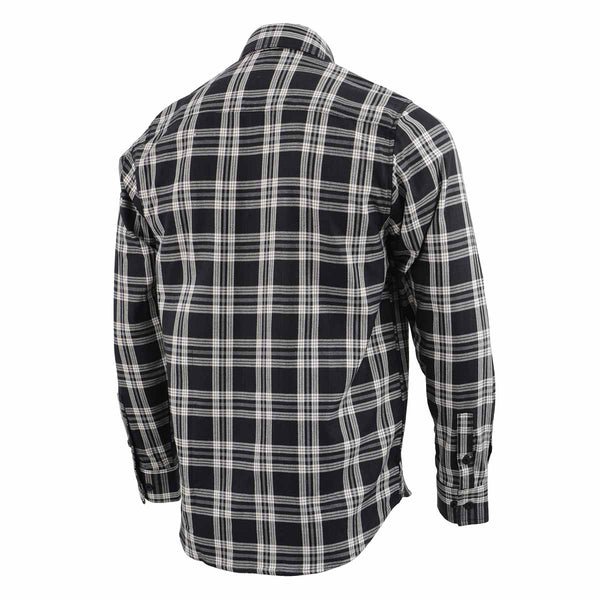 Milwaukee Leather MNG11646 Men's Flannel Plaid Shirt Black and White Long Sleeve Cotton Button Down Shirt