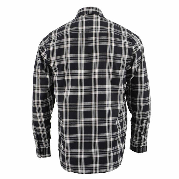 Milwaukee Leather MNG11646 Men's Flannel Plaid Shirt Black and White Long Sleeve Cotton Button Down Shirt