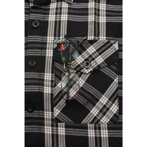 Milwaukee Leather MNG11646 Men's Flannel Plaid Shirt Black and White Long Sleeve Cotton Button Down Shirt