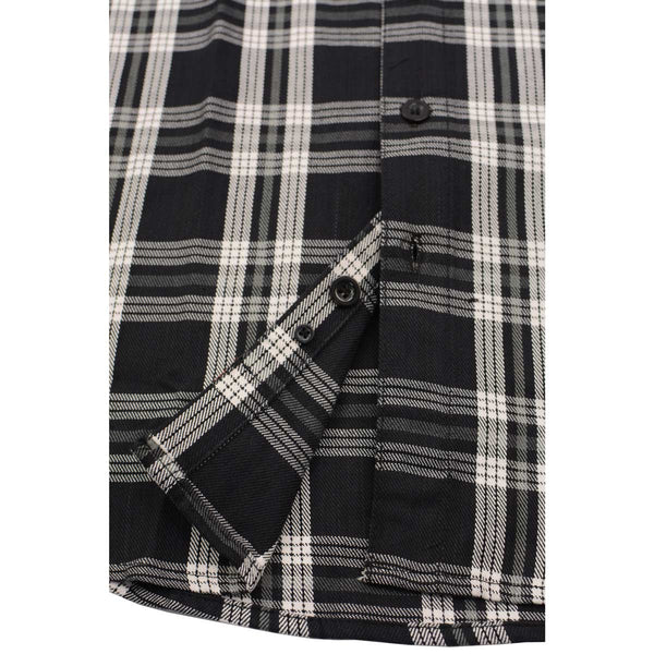Milwaukee Leather MNG11646 Men's Flannel Plaid Shirt Black and White Long Sleeve Cotton Button Down Shirt