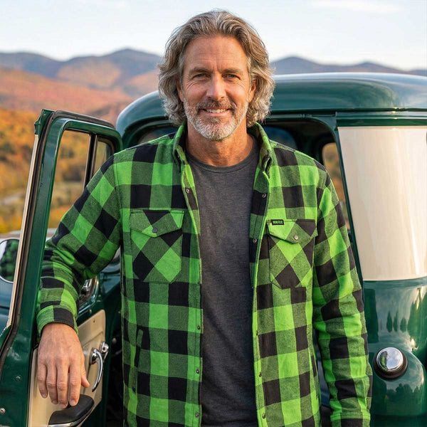 MMCC Men's 'Sidewinder' Reversible Flannel Shirt - 100% Cotton Snap Front Plaid w/ Chest and Hand Pockets - MNG11801