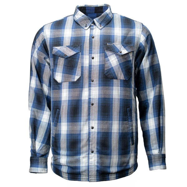 MMCC Men's 'Maverick' Reversible Flannel Shirt - 100% Cotton Snap Front Plaid w/ Chest and Hand Pockets - MNG11802