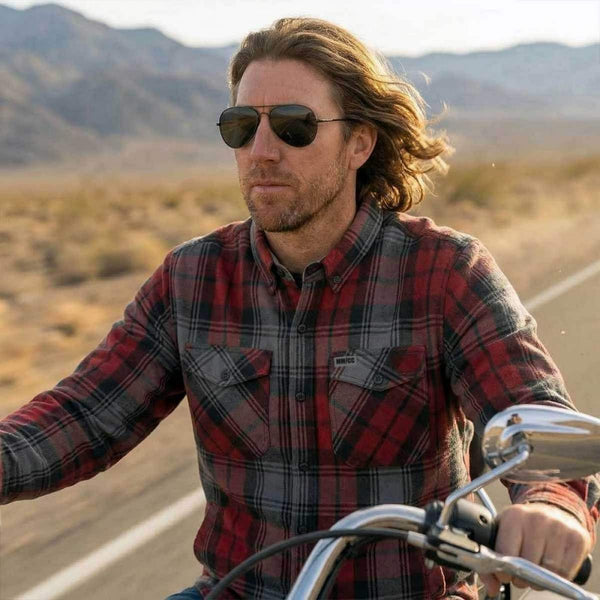MMCC Men's 'Ricochet' Reversible Flannel Shirt - 100% Cotton Snap Front Plaid w/ Chest and Hand Pockets - MNG11803