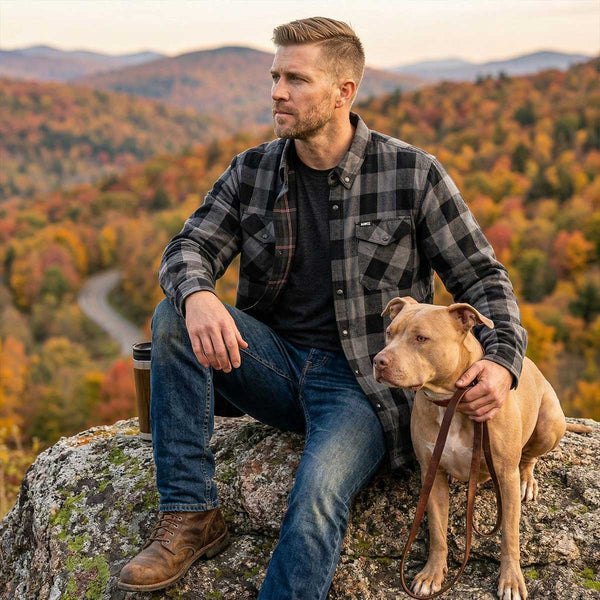 MMCC Men's 'Deadwood' Reversible Flannel Shirt - 100% Cotton Snap Front Plaid w/ Chest and Hand Pockets - MNG11805