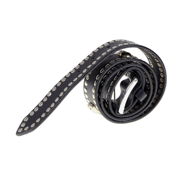 Milwaukee Leather MP7103 Men's Black Studs and Skulls Genuine Leather Belt with Buckle - 1.5 inches Wide