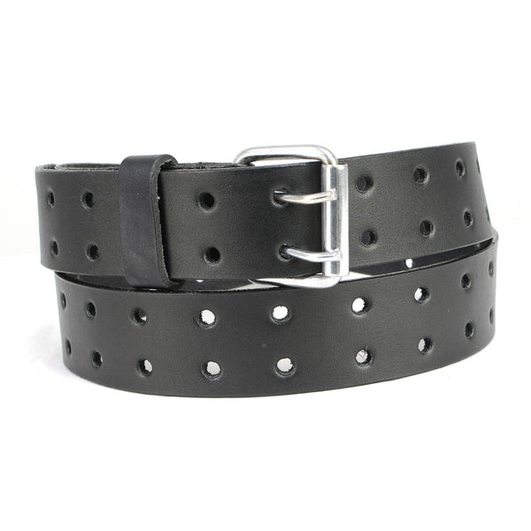 Milwaukee Leather MP7121 Men's Double Prong - Black Genuine Leather Belt w/ Interchangeable Buckle - 1.5 inches Wide