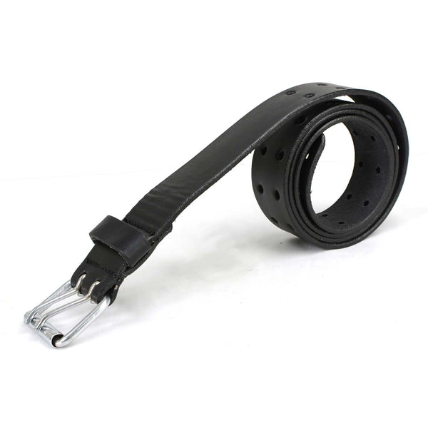 Milwaukee Leather MP7121 Men's Double Prong - Black Genuine Leather Belt w/ Interchangeable Buckle - 1.5 inches Wide