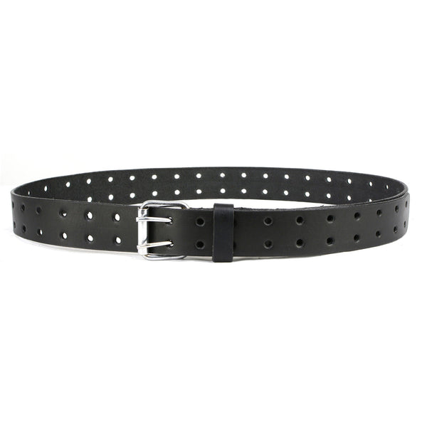 Milwaukee Leather MP7121 Men's Double Prong - Black Genuine Leather Belt w/ Interchangeable Buckle - 1.5 inches Wide