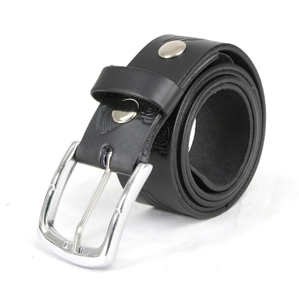 Milwaukee Leather MP7122 Men's Engine Block & Wings - Black Leather Belt w/ Interchangeable Buckle - 1.5 inches Wide