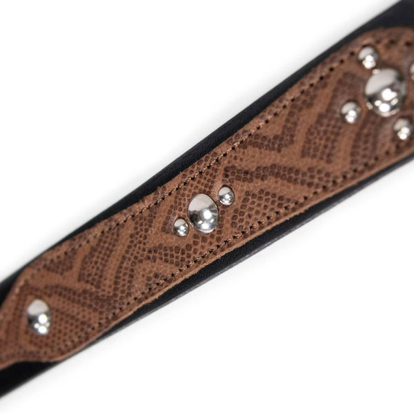 Milwaukee Leather Men's Black Two-Tone Stud Accent Genuine Leather Belt w/ Interchangeable Buckle - MP7130