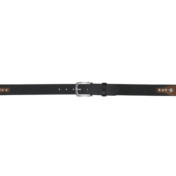 Milwaukee Leather Men's Black Diamond Accent Genuine Leather Belt w/ Interchangeable Buckle - MP7132