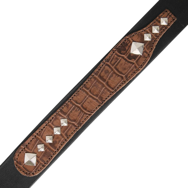 Milwaukee Leather Men's Black Diamond Accent Genuine Leather Belt w/ Interchangeable Buckle - MP7132