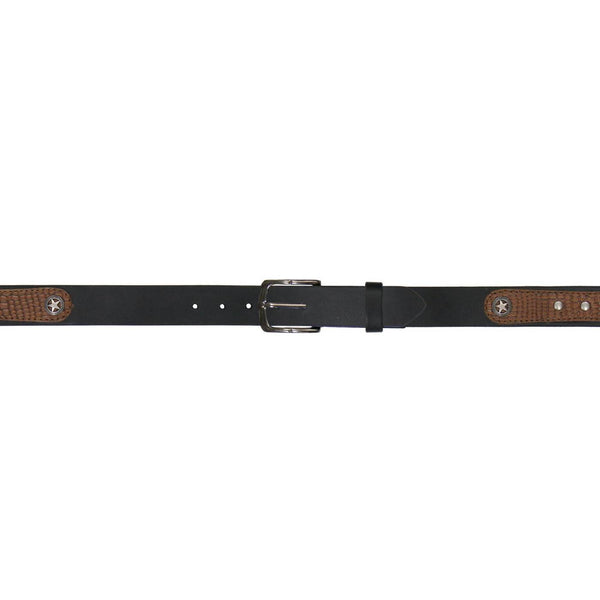 Milwaukee Leather Men's Black Star Emblem Genuine Leather Belt w/ Interchangeable Buckle - MP7134