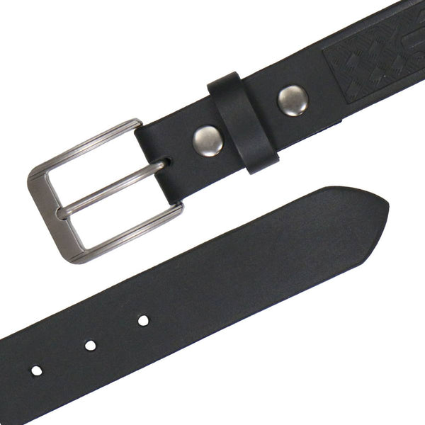 Milwaukee Leather Men's Frontier Star Black Leather Belt with Western Star Emblems  - 1.5 Inch Biker Belt - MP7135