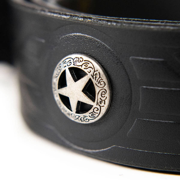 Milwaukee Leather Men's Frontier Star Black Leather Belt with Western Star Emblems - 1.5 Inch - MP7135