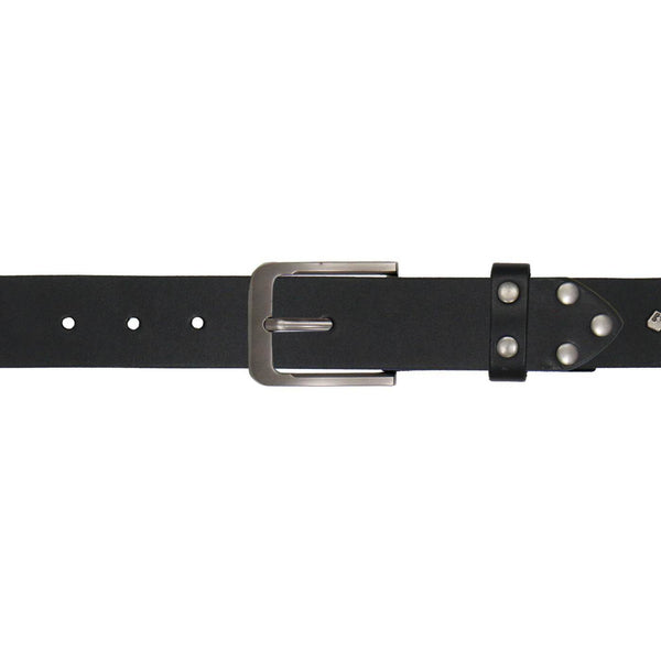 Milwaukee Leather Men's Black Skull & Pistons Genuine Leather Belt w/ Interchangeable Buckle - MP7141