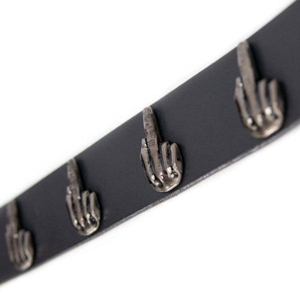 Milwaukee Leather Men's Black The Finger Genuine Leather Belt w/ Interchangeable Buckle - MP7142