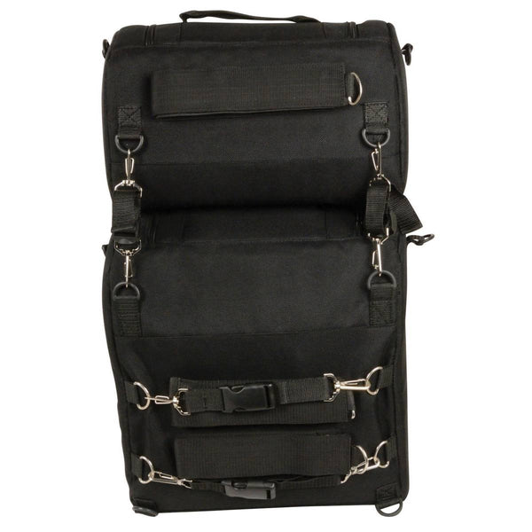 Milwaukee Leather MP8120 Large Black Textile Motorcycle 2-Piece Combo Sissy Bar Bag Set
