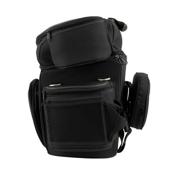 Milwaukee Leather MP8180 Medium Black '5 Pocket' Motorcycle Textile Double Barrel Sissy Bar Bag