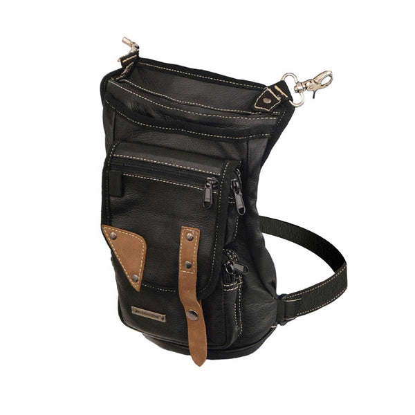 Milwaukee Leather MP8880 Black Conceal and Carry Leather Thigh Bag with Waist Belt