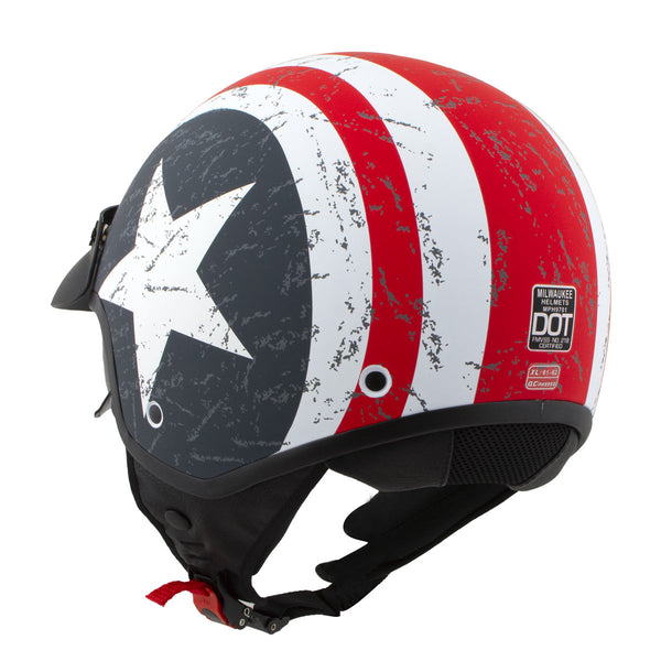 Milwaukee Helmets MPH9701DOT Maverick 3/4 Open Face Stars and Stripes Motorcycle Helmet Biker