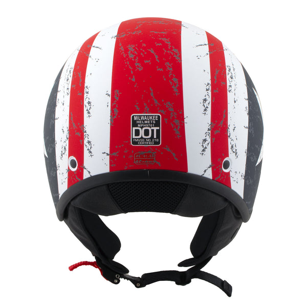 Milwaukee Helmets MPH9701DOT Maverick 3/4 Open Face Stars and Stripes Motorcycle Helmet Biker
