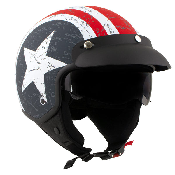 Milwaukee Helmets MPH9701DOT Maverick 3/4 Open Face Stars and Stripes Motorcycle Helmet Biker