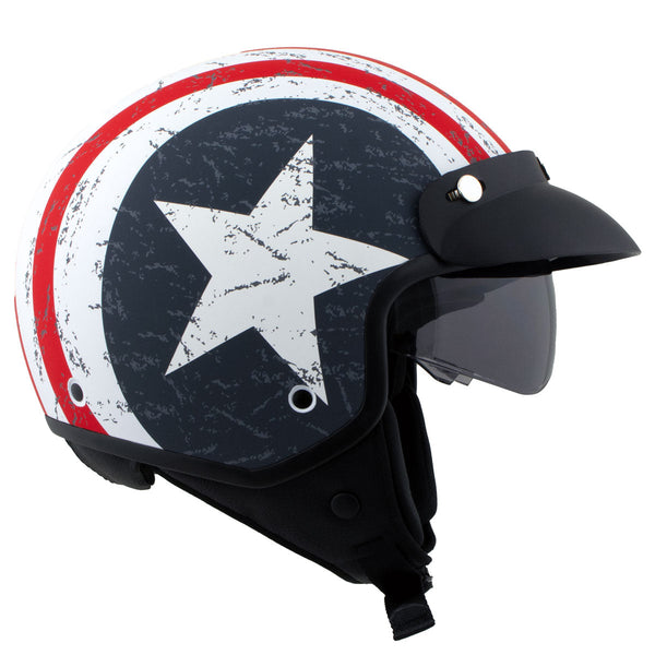 Milwaukee Helmets MPH9701DOT Maverick 3/4 Open Face Stars and Stripes Motorcycle Helmet Biker
