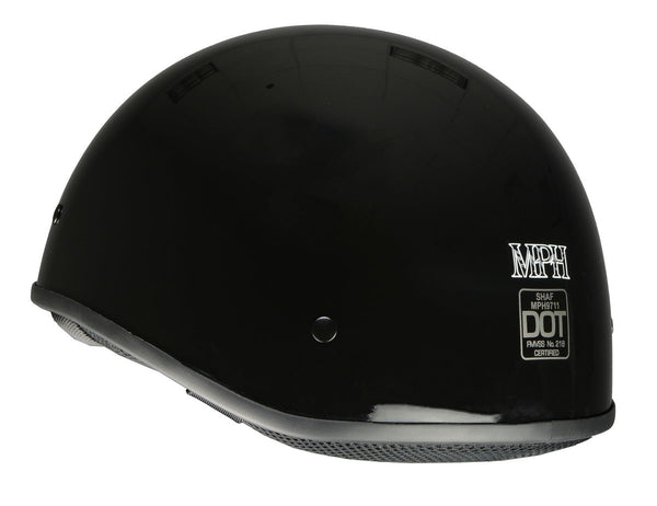 Milwaukee Helmets Bare Bones Glossy Black Half Motorcycle Helmet DOT Approved MPH9711DOT