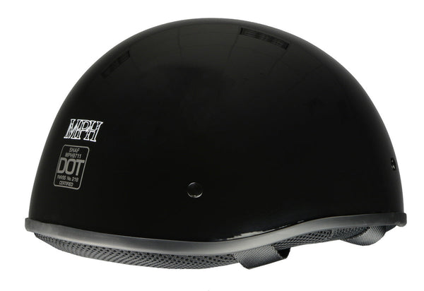 Milwaukee Helmets Bare Bones Glossy Black Half Motorcycle Helmet DOT Approved MPH9711DOT