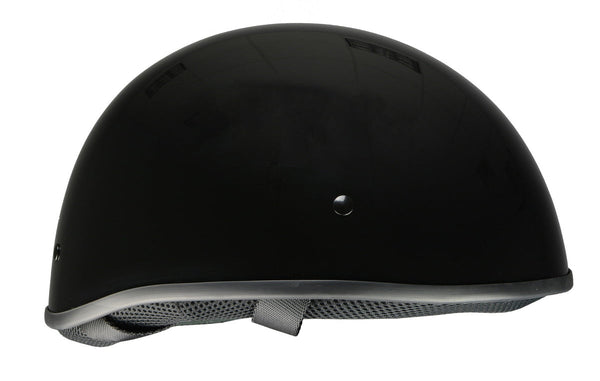 Milwaukee Helmets Bare Bones Glossy Black Half Motorcycle Helmet DOT Approved MPH9711DOT