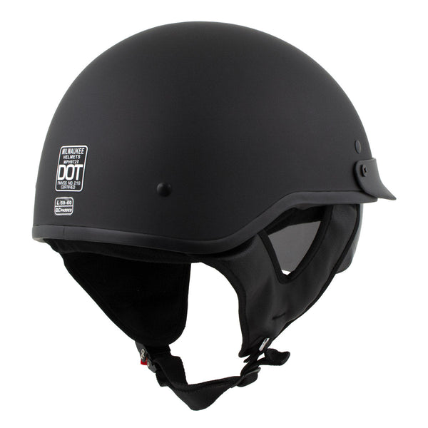Milwaukee Helmets Momentum Matte Black Half Face Motorcycle Helmet w/ Drop Down Visor DOT Approved MPH9718DOT