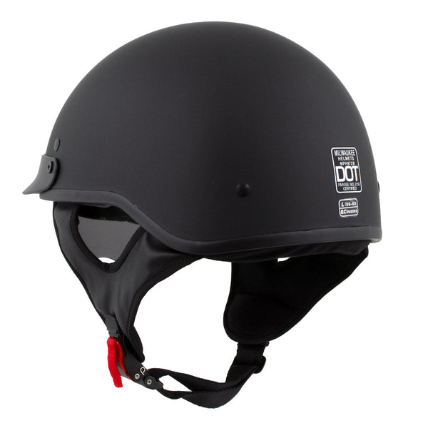 Milwaukee Helmets Momentum Matte Black Half Face Motorcycle Helmet w/ Drop Down Visor DOT Approved MPH9718DOT