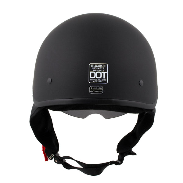 Milwaukee Helmets Momentum Matte Black Half Face Motorcycle Helmet w/ Drop Down Visor DOT Approved MPH9718DOT