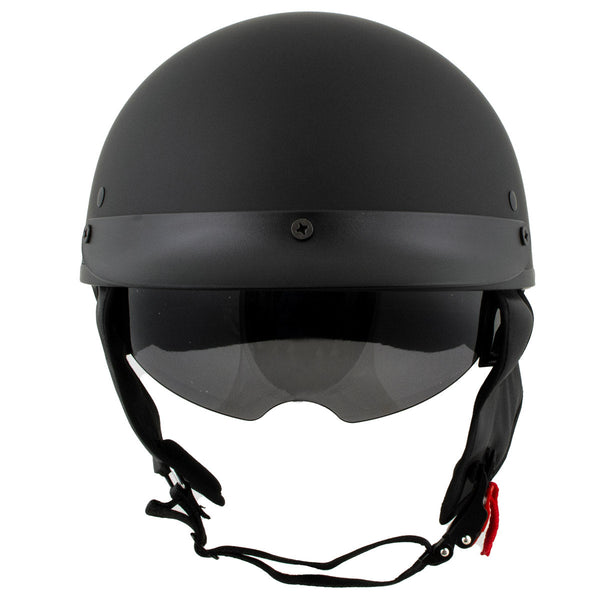 Milwaukee Helmets Momentum Matte Black Half Face Motorcycle Helmet w/ Drop Down Visor DOT Approved MPH9718DOT