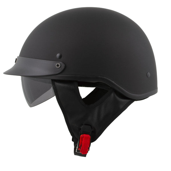 Milwaukee Helmets Momentum Matte Black Half Face Motorcycle Helmet w/ Drop Down Visor DOT Approved MPH9718DOT