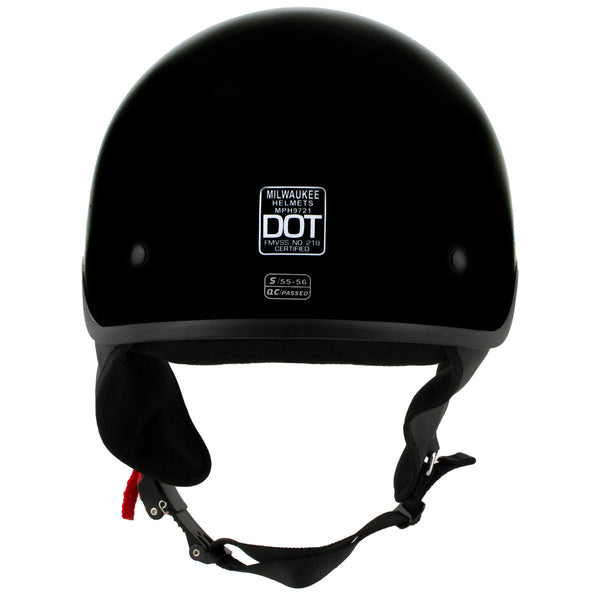 Milwaukee Helmets MPH9719DOT Momentum DOT Black Half Face Motorcycle Helmet Biker w/ Drop Down Visor