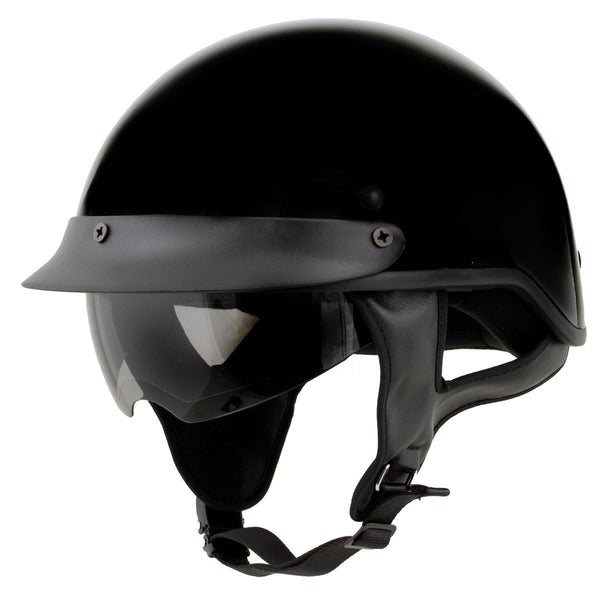 Milwaukee Helmets MPH9719DOT Momentum DOT Black Half Face Motorcycle Bikers Helmet  w/ Drop Down Visor